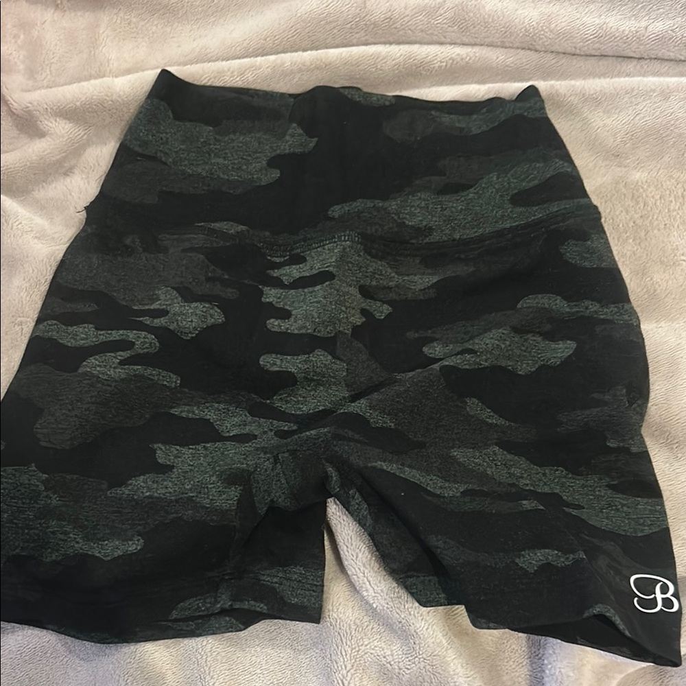 Camo Print High-Waisted Shorts